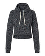 J. America Women's Crop Hooded Sweatshirt. 8853 - Black Leopard Triblend