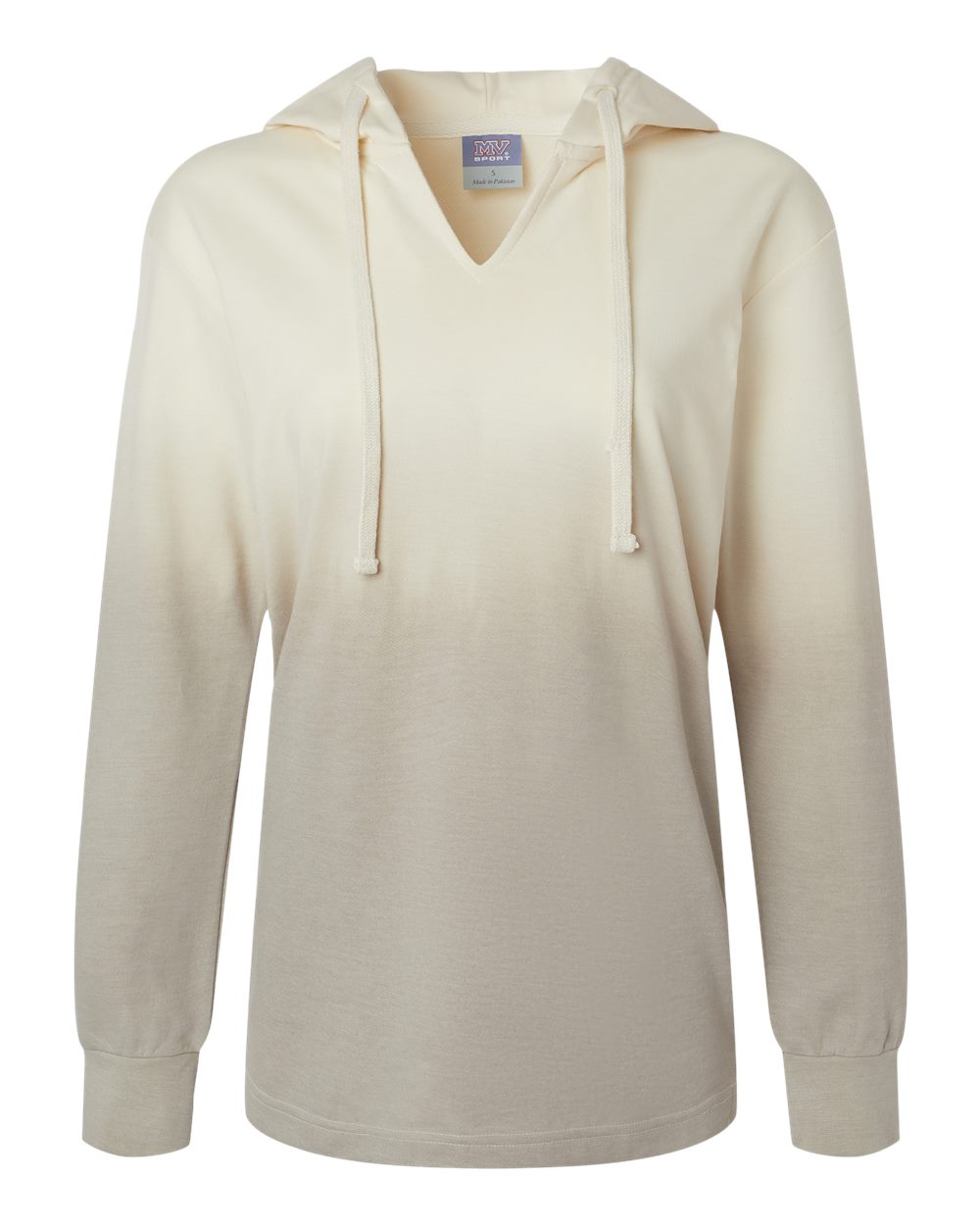 MV Sport Women's French Terry Ombré Hooded Sweatshirt. W20185 - Ecru/ Atmosphere
