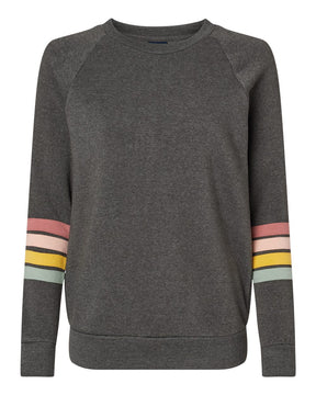 MV Sport Women's Striped Sleeves Crewneck Sweatshirt. W23152 - Charcoal