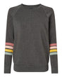 MV Sport Women's Striped Sleeves Crewneck Sweatshirt. W23152 - Charcoal