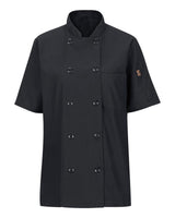 Chef Designs Women's Mimix™ Short Sleeve Chef Coat with OilBlok. 045X - Black