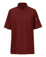 Chef Designs Women's Mimix™ Short Sleeve Chef Coat with OilBlok. 045X - Fireball Red