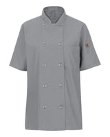 Chef Designs Women's Mimix™ Short Sleeve Chef Coat with OilBlok. 045X - Grey
