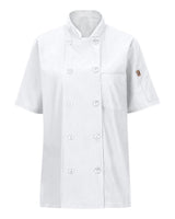 Chef Designs Women's Mimix™ Short Sleeve Chef Coat with OilBlok. 045X - White