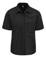 Chef Designs Women's Poplin Airflow Cook Shirt with OilBlok. 501W - Black
