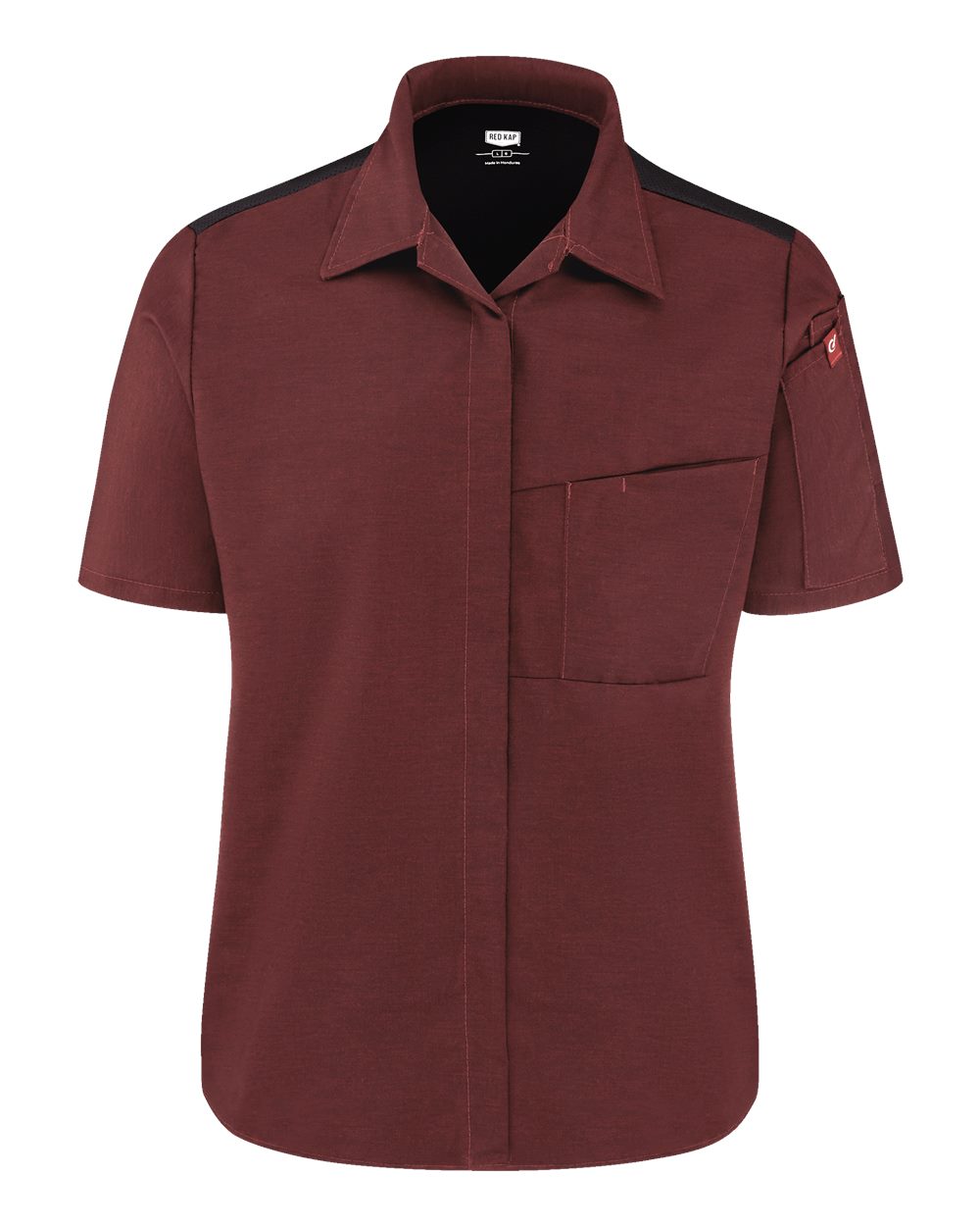 Chef Designs Women's Poplin Airflow Cook Shirt with OilBlok. 501W - Merlot Heather/ Black