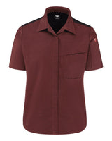 Chef Designs Women's Poplin Airflow Cook Shirt with OilBlok. 501W - Merlot Heather/ Black