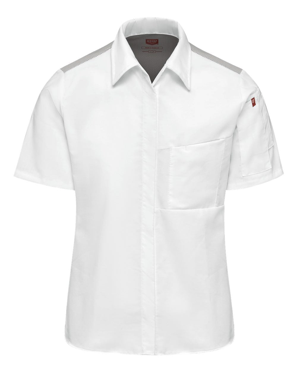 Chef Designs Women's Poplin Airflow Cook Shirt with OilBlok. 501W - White/ Grey
