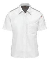 Chef Designs Women's Poplin Airflow Cook Shirt with OilBlok. 501W - White/ Grey