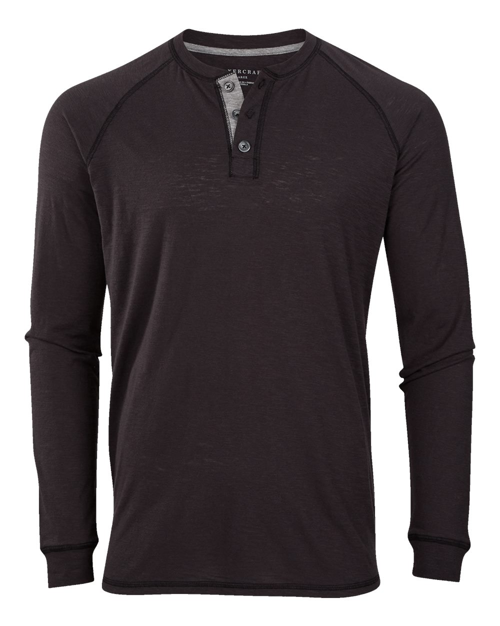 Boxercraft Unisex Henley Long Sleeve T-Shirt. BM3101 - Black