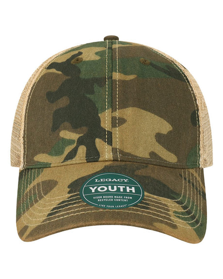 LEGACY Youth Old Favorite Trucker Cap. OFAY - Army Camo/ Khaki