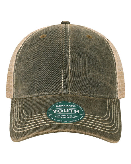 LEGACY Youth Old Favorite Trucker Cap. OFAY - Black/ Khaki