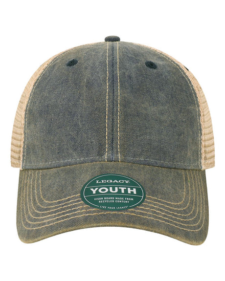 LEGACY Youth Old Favorite Trucker Cap. OFAY - Navy/ Khaki