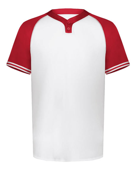 Augusta Sportswear Men's Cutter Henley Jersey. 6905 - White/ Scarlet