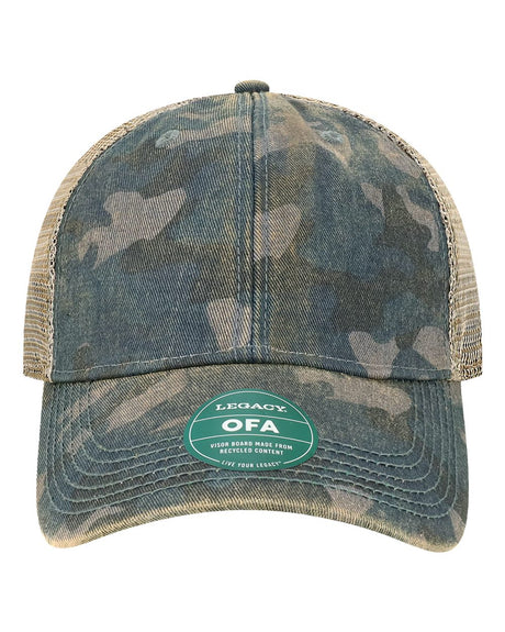LEGACY Old Favorite Trucker Cap. OFA - Navy Field Camo/ Java