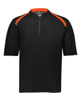 Holloway Men's Clubhouse Short Sleeve Quarter-Zip Pullover. 229581 - Black/ Orange