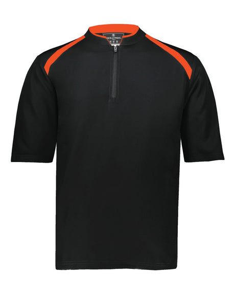 Holloway Men's Clubhouse Short Sleeve Quarter-Zip Pullover. 229581 - Black/ Orange