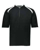 Holloway Men's Clubhouse Short Sleeve Quarter-Zip Pullover. 229581 - Black/ White