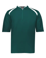Holloway Men's Clubhouse Short Sleeve Quarter-Zip Pullover. 229581 - Dark Green/ White