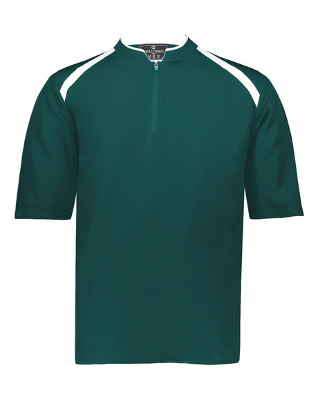 Holloway Men's Clubhouse Short Sleeve Quarter-Zip Pullover. 229581 - Dark Green/ White