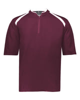 Holloway Men's Clubhouse Short Sleeve Quarter-Zip Pullover. 229581 - Maroon/ White