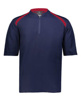Holloway Men's Clubhouse Short Sleeve Quarter-Zip Pullover. 229581 - Navy/ Scarlet