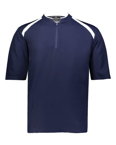 Holloway Men's Clubhouse Short Sleeve Quarter-Zip Pullover. 229581 - Navy/ White