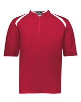 Holloway Men's Clubhouse Short Sleeve Quarter-Zip Pullover. 229581 - Scarlet/ White