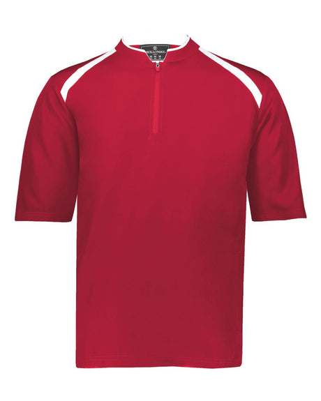 Holloway Men's Clubhouse Short Sleeve Quarter-Zip Pullover. 229581 - Scarlet/ White