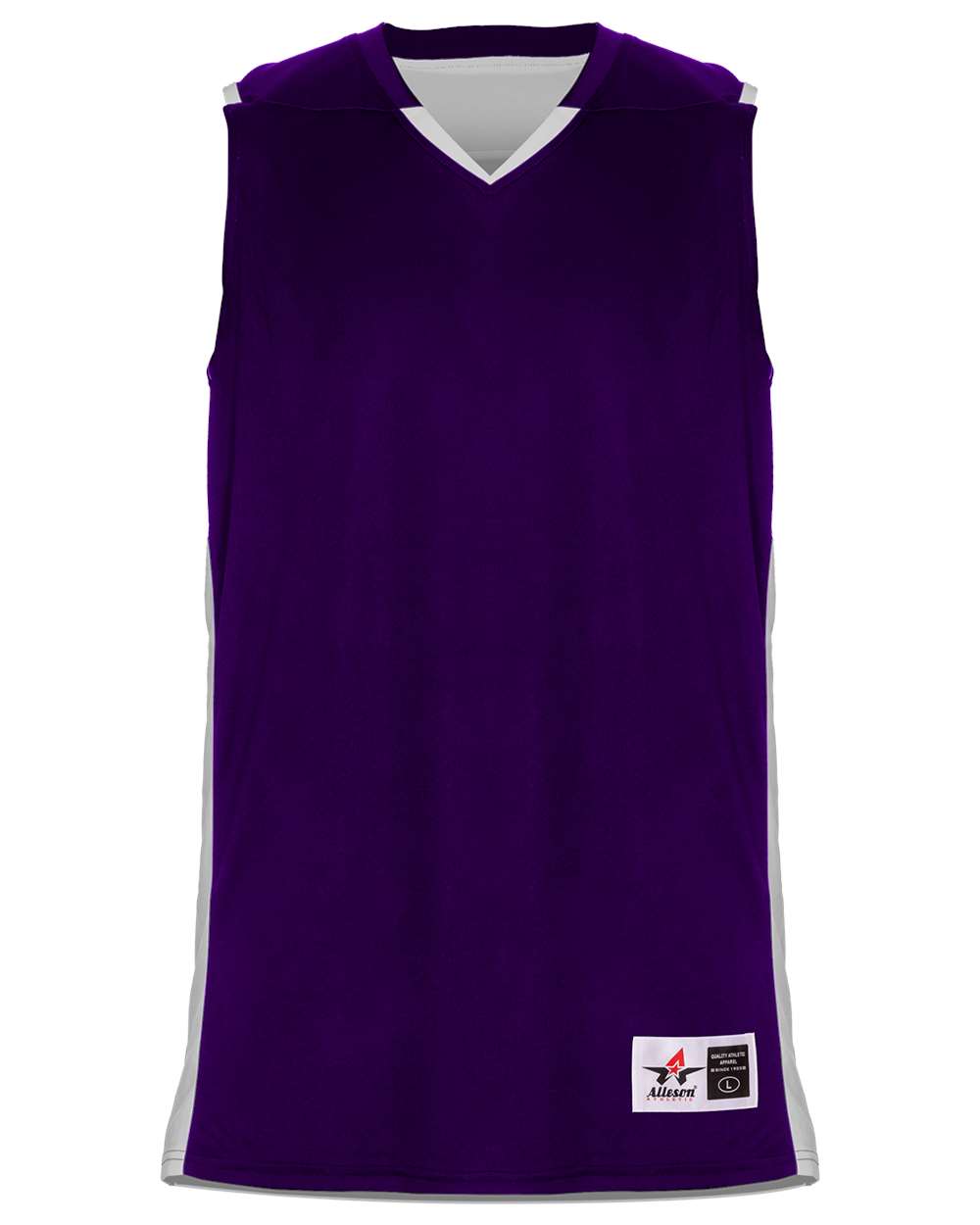 Alleson Athletic Youth Crossover Reversible Jersey. 590RSPY - Purple/ White