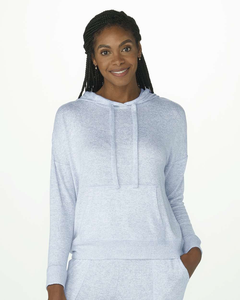 Boxercraft Women's Cuddle Fleece Hooded Sweatshirt. BW1501 - Sky Blue Heather