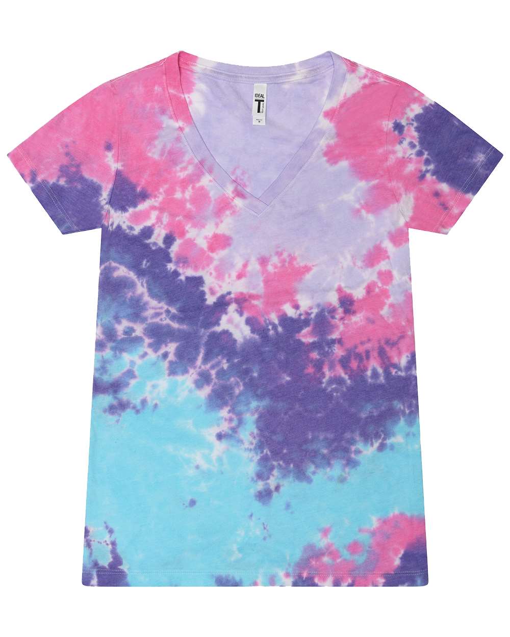 Colortone Women's Tie-Dyed V-Neck T-Shirt. 1075 - Cotton Candy