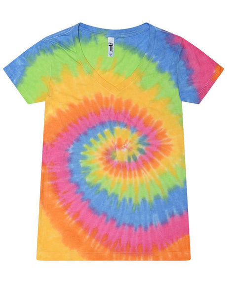 Colortone Women's Tie-Dyed V-Neck T-Shirt. 1075 - Eternity