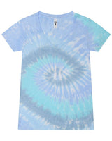 Colortone Women's Tie-Dyed V-Neck T-Shirt. 1075 - Lagoon