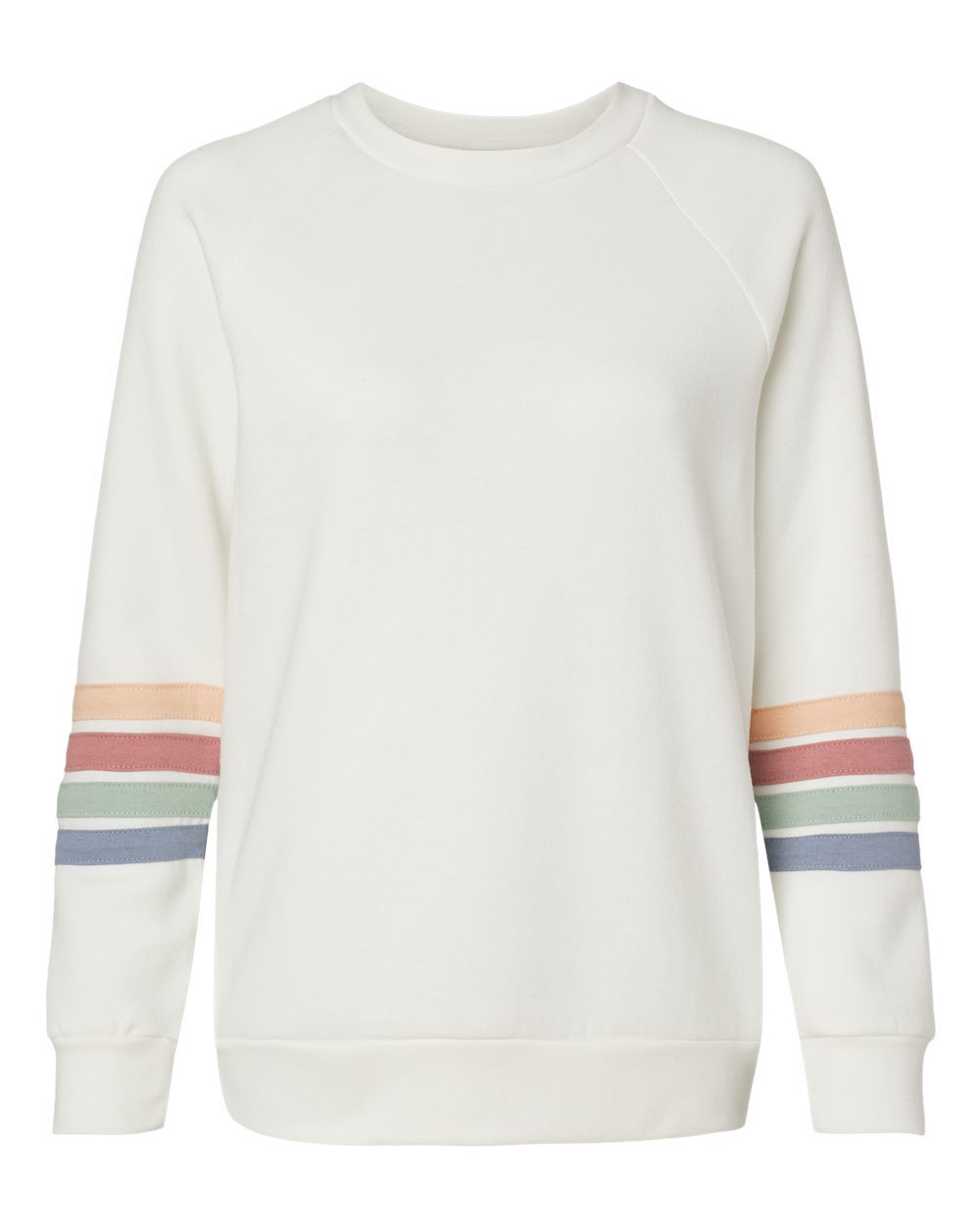 MV Sport Women's Striped Sleeves Crewneck Sweatshirt. W23152 - Ivory