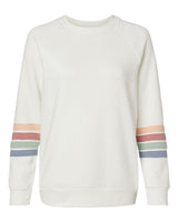 MV Sport Women's Striped Sleeves Crewneck Sweatshirt. W23152 - Ivory
