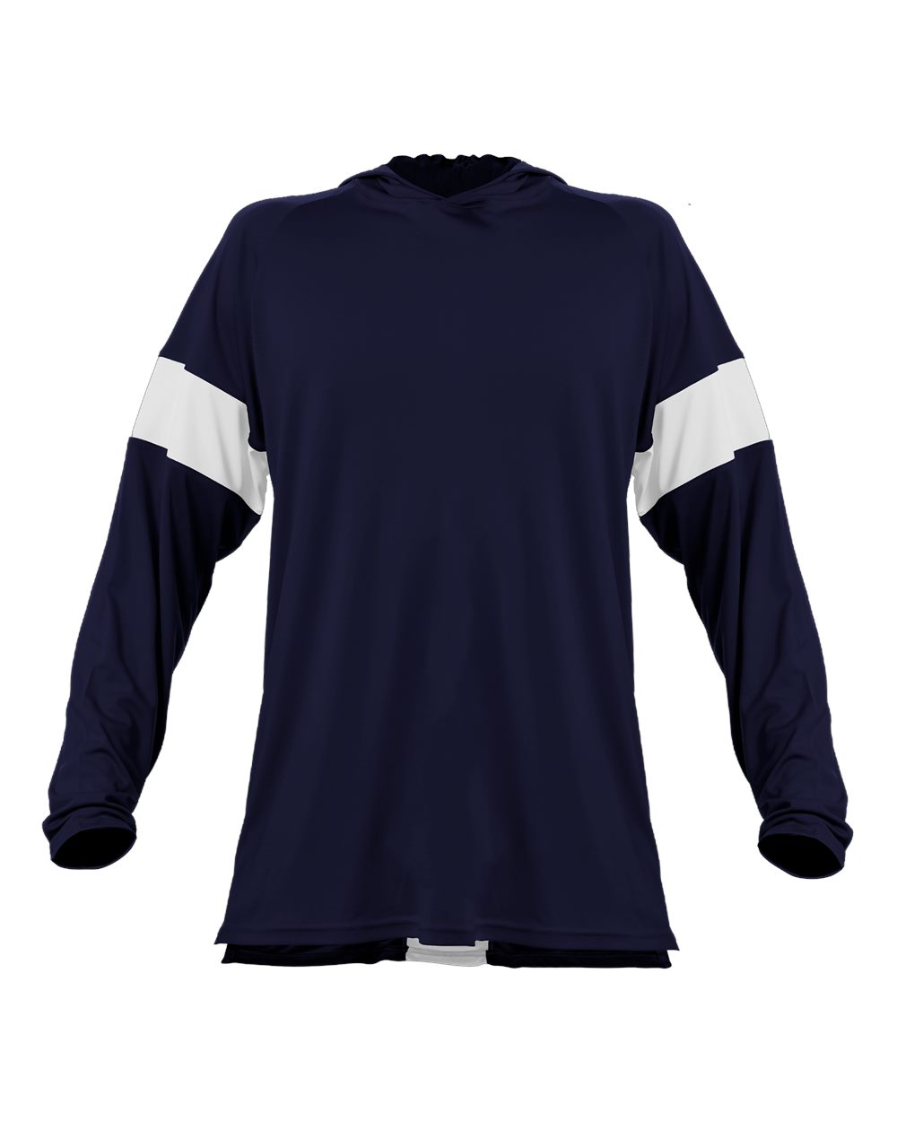 Alleson Athletic Unisex Contender Hooded Long Sleeve T-Shirt. 545LSA - Navy/ White