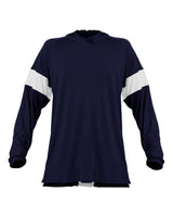 Alleson Athletic Unisex Contender Hooded Long Sleeve T-Shirt. 545LSA - Navy/ White