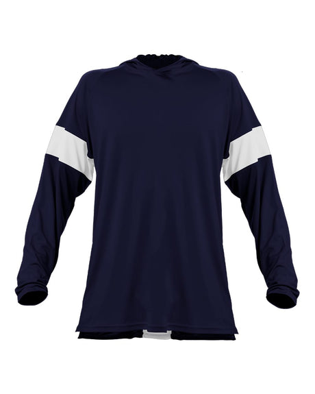 Alleson Athletic Unisex Contender Hooded Long Sleeve T-Shirt. 545LSA - Navy/ White