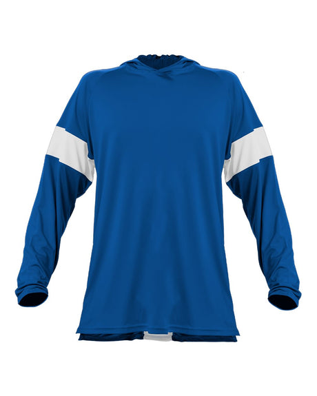 Alleson Athletic Unisex Contender Hooded Long Sleeve T-Shirt. 545LSA - Royal/ White