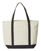 Liberty Bags XL Zippered Cotton Canvas Resort Tote. 8873 - Natural/ Black