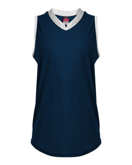 Alleson Athletic Women's Slide Fastpitch V-Neck Sleeveless Jersey. 522XVW - Navy/ White