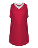 Alleson Athletic Women's Slide Fastpitch V-Neck Sleeveless Jersey. 522XVW - Red/ White