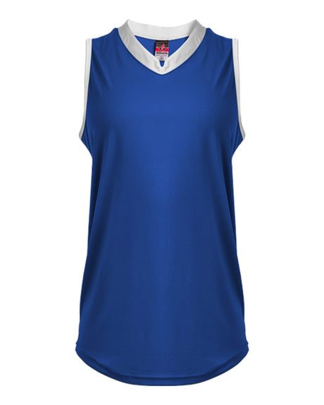 Alleson Athletic Women's Slide Fastpitch V-Neck Sleeveless Jersey. 522XVW - Royal/ White