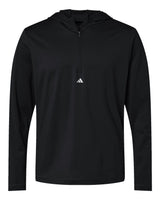 Adidas Men's Lightweight Quarter-Zip Hooded Pullover. A596 - Black