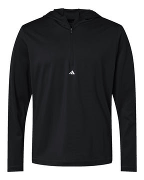 Adidas Men's Lightweight Quarter-Zip Hooded Pullover. A596 - Black
