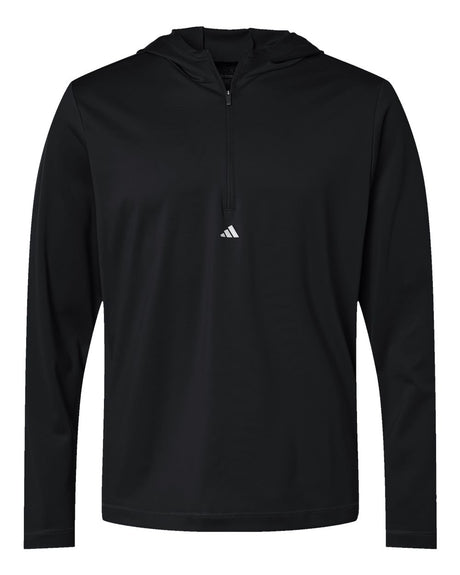 Adidas Men's Lightweight Quarter-Zip Hooded Pullover. A596 - Black