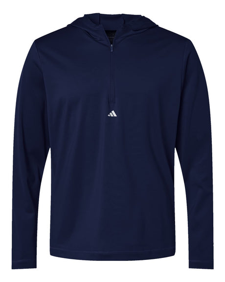 Adidas Men's Lightweight Quarter-Zip Hooded Pullover. A596 - Collegiate Navy