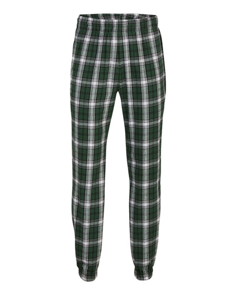 Boxercraft Unisex Flannel Joggers. BM6625 - Green/ White Plaid