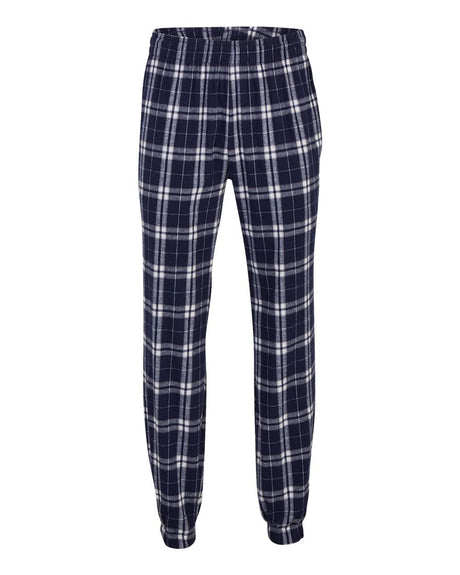 Boxercraft Unisex Flannel Joggers. BM6625 - Navy/ Silver Plaid